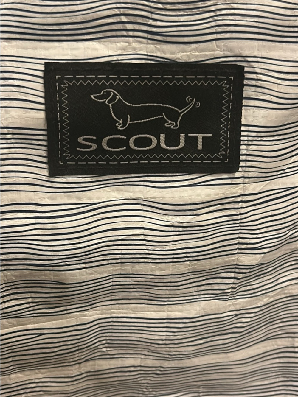Scout Black & White Striped Tote with Dachshund Patch